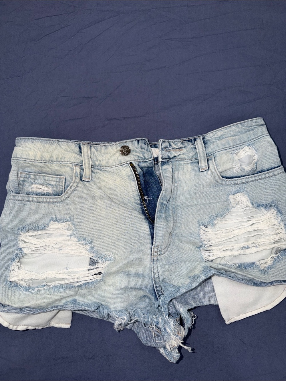 SUMMER Blue Distressed Denim Shorts - Women